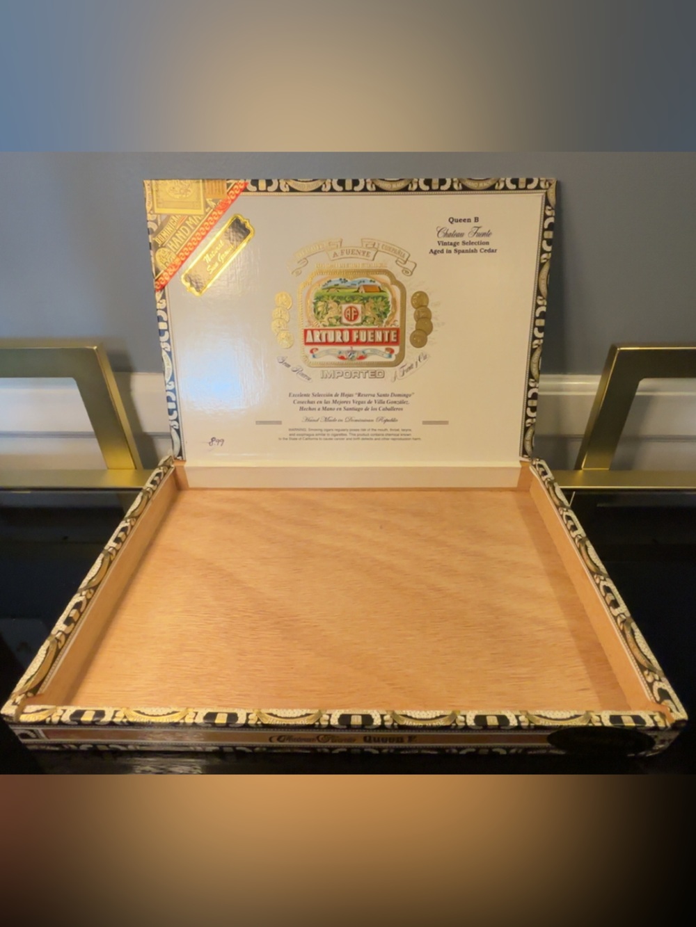 Chateau Black and Beige Decorative Wooden Cigar Box